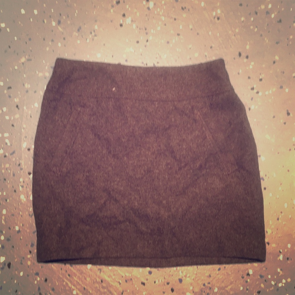 Zip back gray wool feel mini skirt